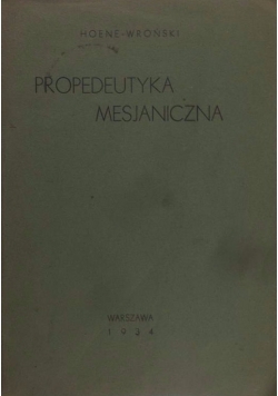 Propedeutyka mesjaniczna, 1934 r.