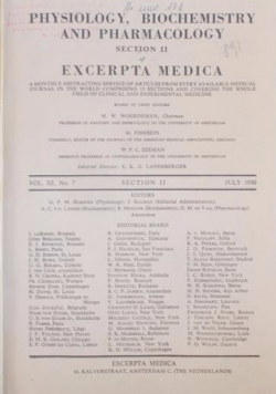Physiology , Biochemistry and Pharmacology , 1949 r.