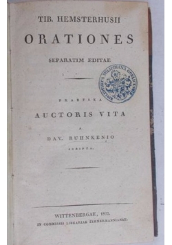 Orationes Separatim Editae, 1822 r.