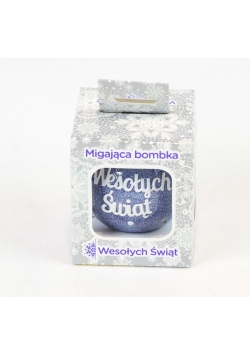 Bombka led niebieska Wesołych Świąt