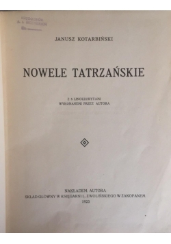 Nowele Tatrzańskie, 1923 r.