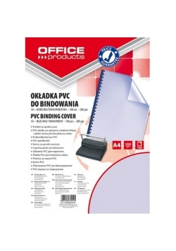 Okładki do bindowania Office Products A4 PVC 100 sztuk niebieska/transparentna