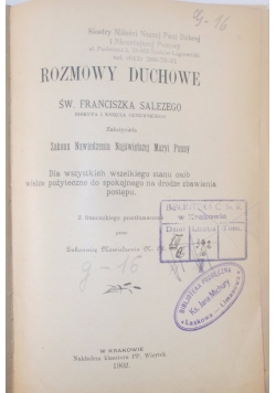 Rozmowy duchowe Św. Franciszka Salezego, 1902 r.