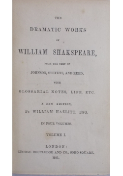 The dramatic works of William Shakespeare, Tom, 1851 r.