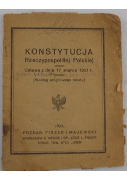 Konstytucja Rzeczypospolitej Polskiej. Ustawa z dnia 17 marca 1921 r., 1923 r