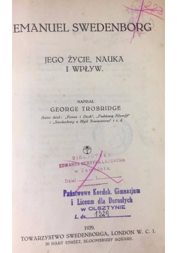 Emanuel Swedenborg. Jego życie, nauka i wpływ, 1929 r.