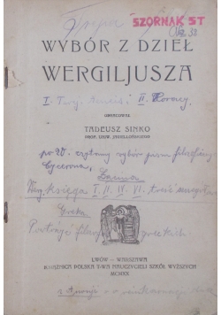 Wybór z dzieł Wergiliusza, 1920 r.