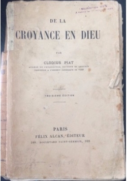 De la croyance en dieu