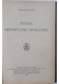 Studia historyczne i społeczne, 1924