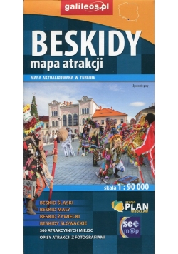 Beskidy mapa atrakcji 1:90 000