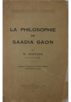 La philosophie de Saadia gaon, 1934 r.
