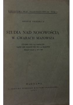 Studia nad nowością w gwarach Mazowsza Tom I, 1937r.