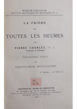 La priere de toutes les heures, 1925 r.