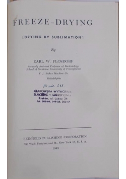 Freeze-Drying, 1949 r.