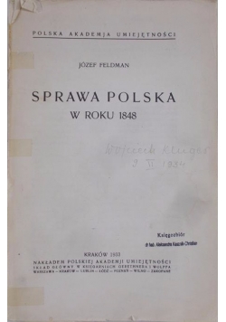 Sprawa Polska w roku 1848. 1933 r.