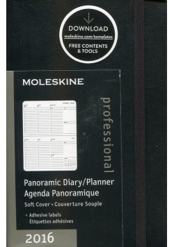 Kalendarz Moleskine 2016 Tygodniowy Panorama czarny