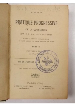 Pratique Progressive de la Confession, Tome I, 1899 r.