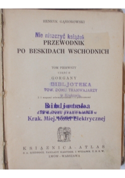 Przewodnik po Beskidach Wschodnich,1935 r.