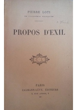 Propos D'Exil, ok. 1880r.