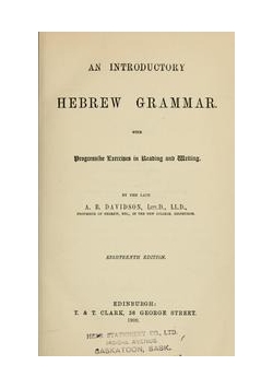 An Introductory Hebrew Gramar, 1880r.