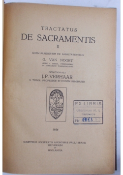 Tractatus se sacramentis II, 1926 r.