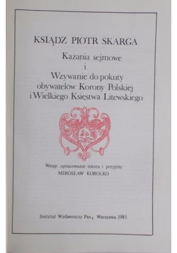 Kazania sejmowe i Wzywanie do pokuty