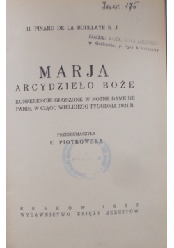 Marja arcydzieło Boże, 19032 r.