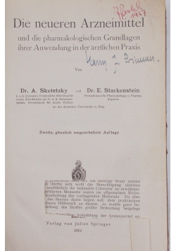 Die neuren Arzneimittel,1914r.