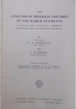 Analysis of Minerals and Ores of the rarer elements