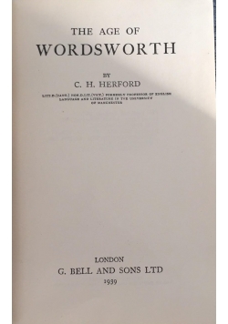 The age of wordsworth, 1939 r.