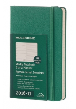 Kalendarz Moleskine 18M 2016/17 Tydzień+Notatki P zielony