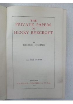 The private papers of Henry Ryecroft