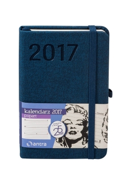 Kalendarz 2017 kieszonkowy z gumką A6 Popart granatowy