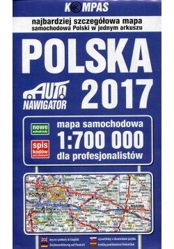 Polska 2017 Mapa samochodowa dla profesjonalistów 1:700 000