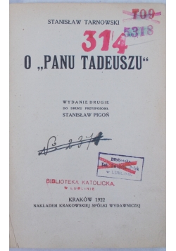 O  panu Tadeuszu, 1922r