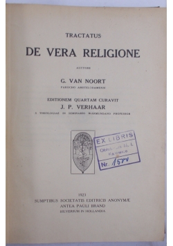 Tractatus de vera religione, 1923 r.