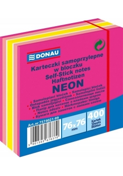 Kostka samoprzylepna DONAU, 76x76mm 400 kartek neon-pastel mix
