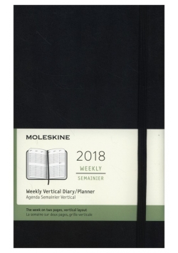 Kalendarz 2018 tygodniowy wertykalny Moleskine 12M L czarny