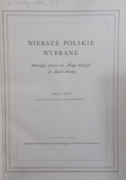 Wiersze Polskie Wybrane, 1946 r.