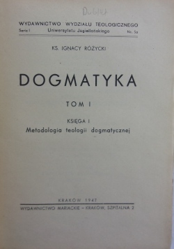Dogmatyka, T. I, księga I, 1947 r.