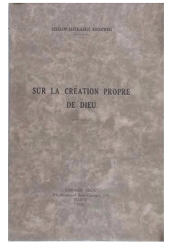 Sur La Creation Propre De Dieu,1936R.