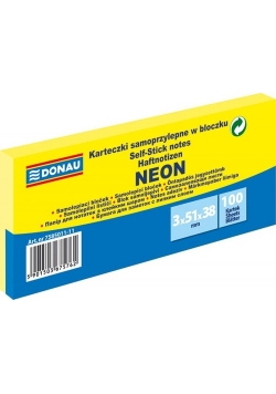 Karteczki samoprzylepne w bloczku żółty neon 100 sztuk