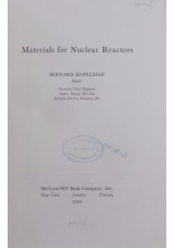 Materials for Nuclear Reactors