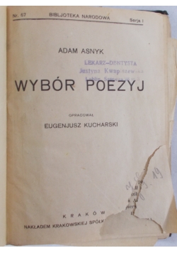Wybór poezji, 1926 r.