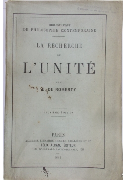 La Recherche De L'unite,1894 R.