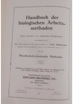 Handbuch der biologischen Arbeitsmethoden, 1944