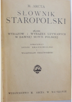 Słownik staropolski,1920 r.