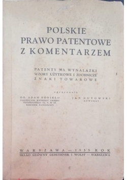 Polskie prawo patentowe z komentarzem, 1935 r.