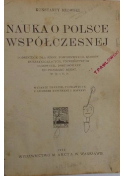 Nauka o Polsce współczesnej, 1924 r.