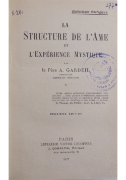 La structure de l'âme et l'expérience mystique, 1927 r.
